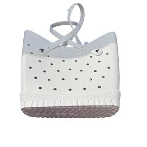 Crocs Medium EVA Tote Bag White Perforated Beach Pool Shoulder Bag CZFB0002 NWT